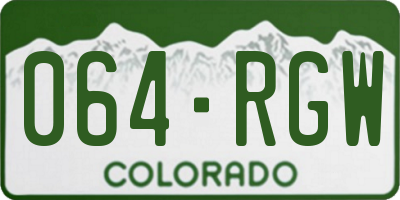 CO license plate 064RGW