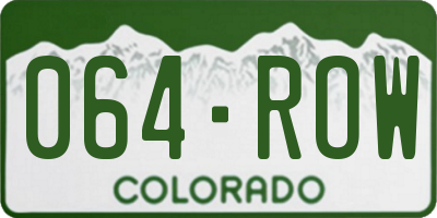 CO license plate 064ROW