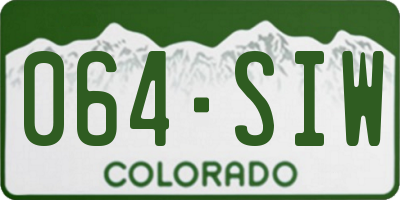 CO license plate 064SIW