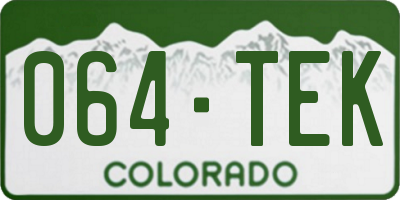 CO license plate 064TEK