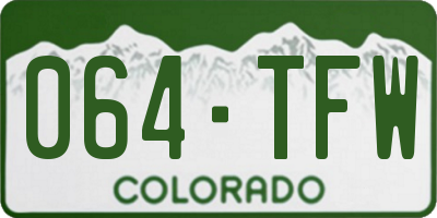 CO license plate 064TFW