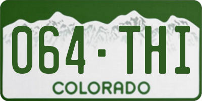 CO license plate 064THI