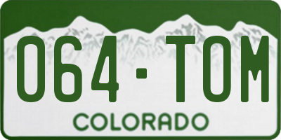 CO license plate 064TOM
