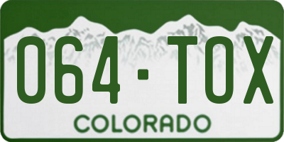 CO license plate 064TOX