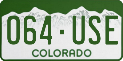 CO license plate 064USE