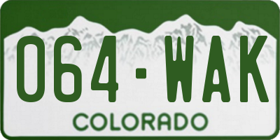 CO license plate 064WAK