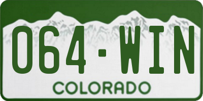 CO license plate 064WIN