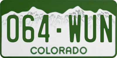 CO license plate 064WUN