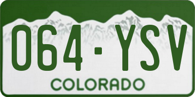 CO license plate 064YSV