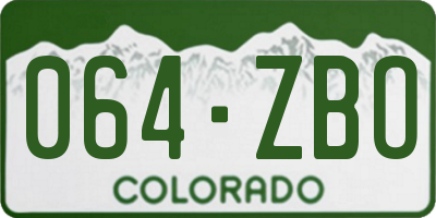 CO license plate 064ZBO