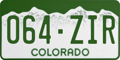 CO license plate 064ZIR