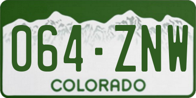 CO license plate 064ZNW