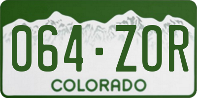 CO license plate 064ZOR