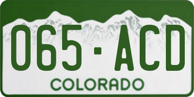 CO license plate 065ACD