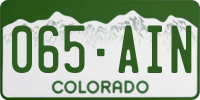 CO license plate 065AIN