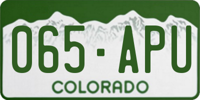 CO license plate 065APU