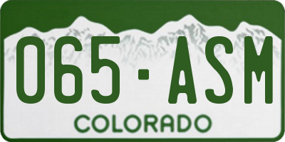 CO license plate 065ASM