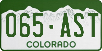 CO license plate 065AST