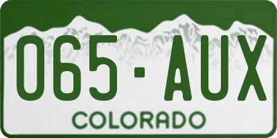 CO license plate 065AUX