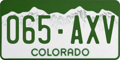 CO license plate 065AXV