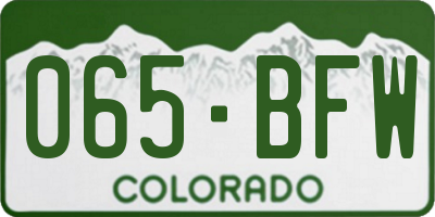 CO license plate 065BFW