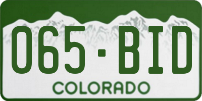 CO license plate 065BID