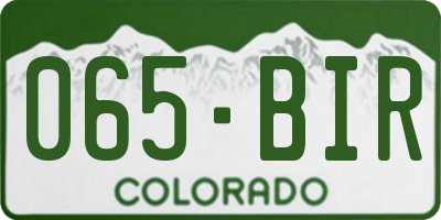 CO license plate 065BIR