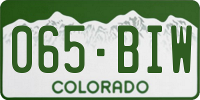 CO license plate 065BIW
