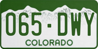 CO license plate 065DWY