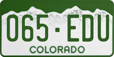 CO license plate 065EDU