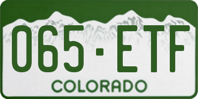 CO license plate 065ETF