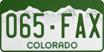 CO license plate 065FAX