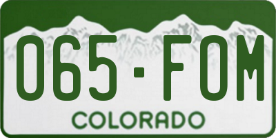 CO license plate 065FOM