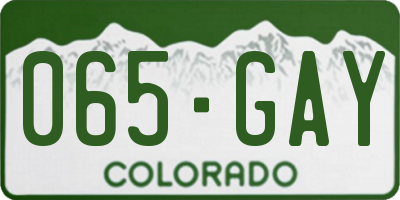 CO license plate 065GAY
