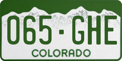CO license plate 065GHE