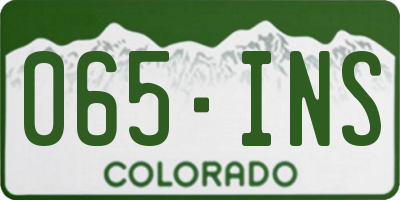 CO license plate 065INS