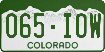 CO license plate 065IOW
