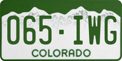 CO license plate 065IWG