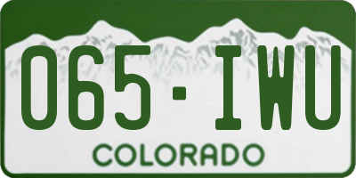 CO license plate 065IWU