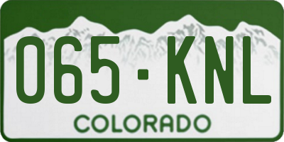 CO license plate 065KNL