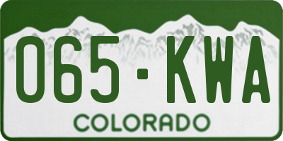 CO license plate 065KWA