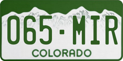 CO license plate 065MIR