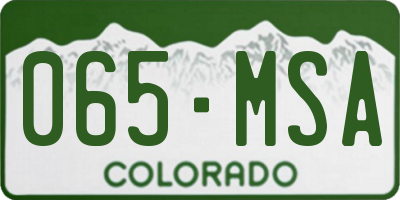 CO license plate 065MSA