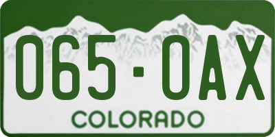 CO license plate 065OAX