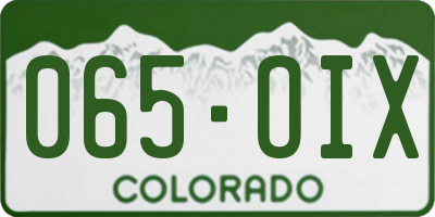 CO license plate 065OIX