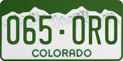 CO license plate 065ORO