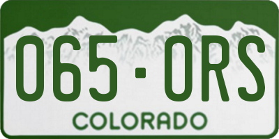 CO license plate 065ORS