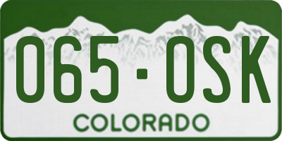 CO license plate 065OSK