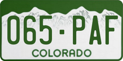 CO license plate 065PAF