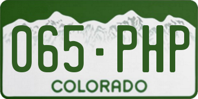 CO license plate 065PHP